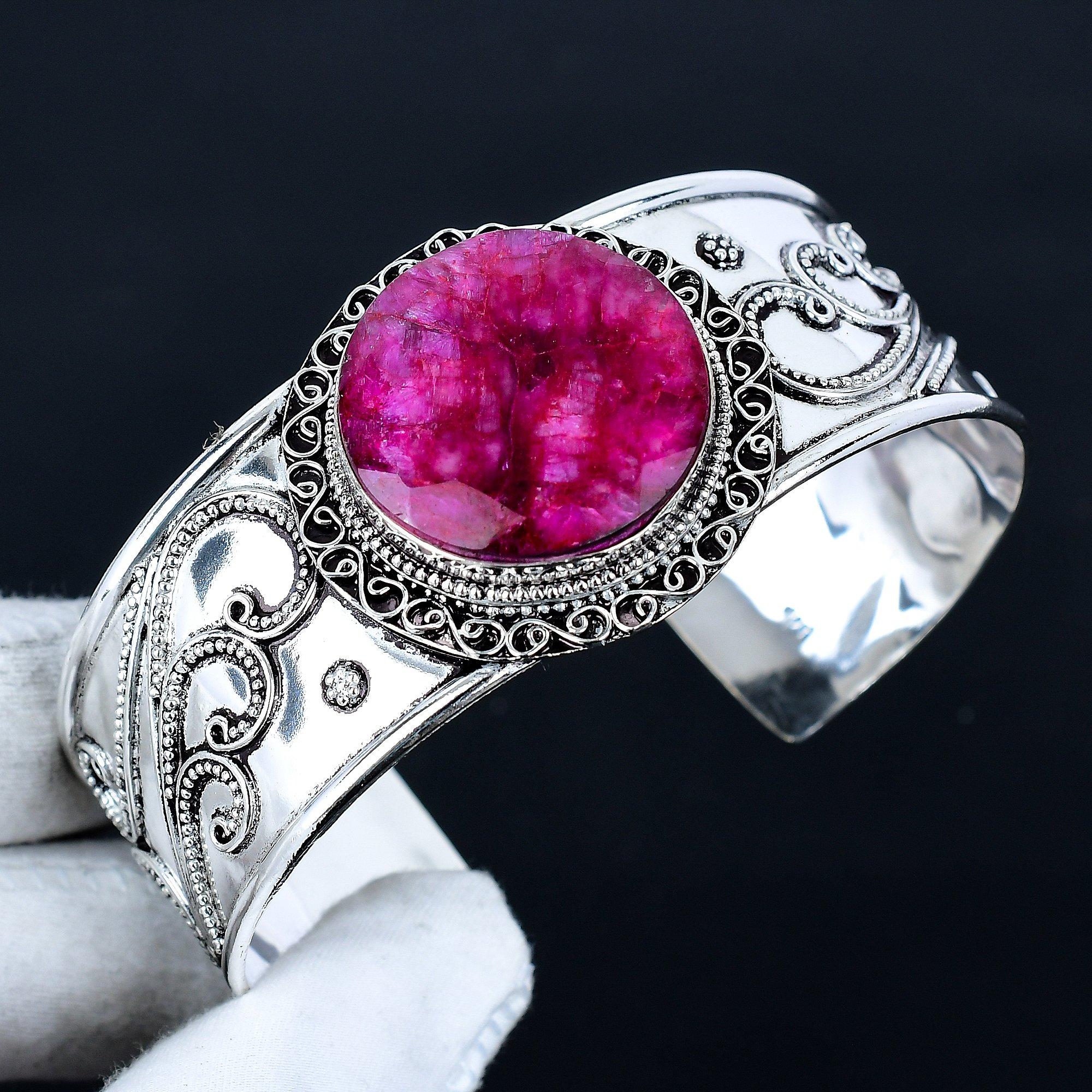 

Kashmir Ruby Gemstone Bracelet, Bangle Adjustable Bracelet, 925 Sterling Silver Jewelry, Engagement Gift, Kashmir Ruby Bracelet New Year Gift Adjustable червоний