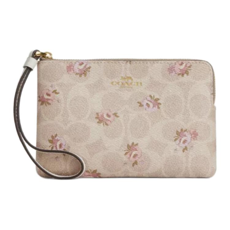 

Coach Corner Zip 16 Logo Floral Print Coated Canvas Clutch Small Women clutch Gold Sand CAR20-IMSAS Basic Set (Bag+Dust Bag)