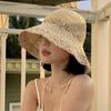 ins sunscreen straw hat women's summer travel shading breathable straw bucket hat outdoor seaside temperament basin hat
