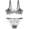 European & American Super Thin Lace Lingerie Set: Sexy Plus Size Transparent Bra and Underwear