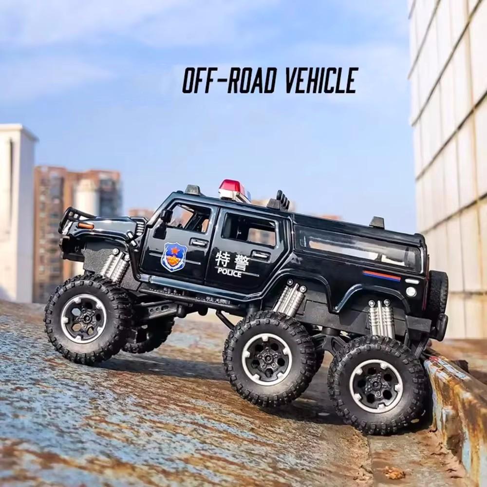 1:32 Hanma M-Terrain Off-road Police Cars Models Toy Rubber Tires Light Music Vehicles 6 Doors Opened Car Boys Decoration Gifts