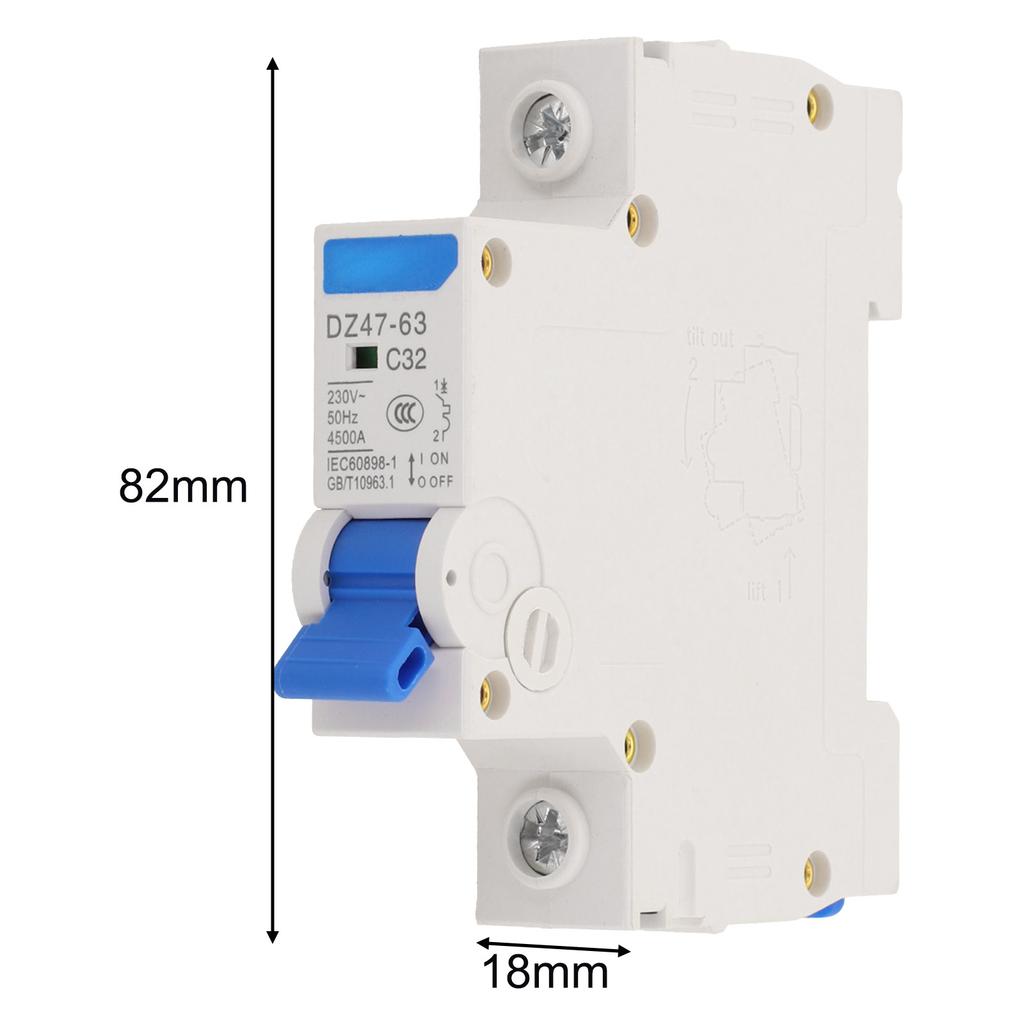 Dual Pole Circuit Breaker 32A Circuit Breaker Color Show As The Picture DZ47-63 Standard Short Circuit Protection