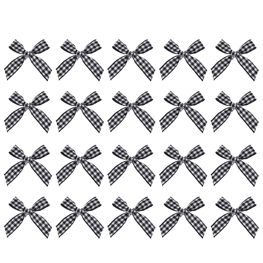 Weihnachts-Mini-Schleifenschmuck Rot Schwarz Karomuster Gingham-Band Dekoration Weihnachtsbaum Kranz Neujahrsparty Deko Geschenkverpackungszubehör