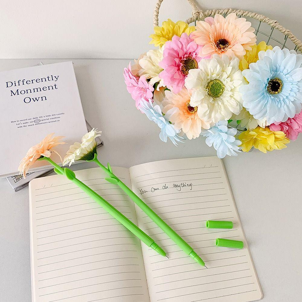 Silicone Writing Pen Simulated Gardenia Wedding Sign-in Pen DIY Floral Gel Pen  for Student's Gift
