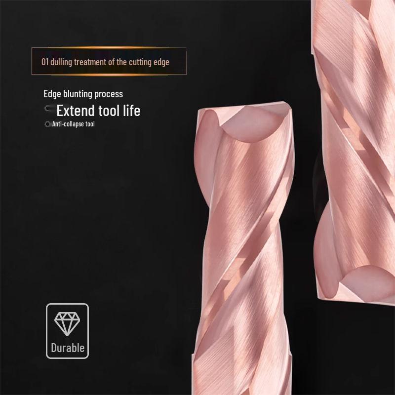 Tungsten Steel 2-Flute Carbide End Mill, 55° Keyway CNC Flat Bottom Cutter