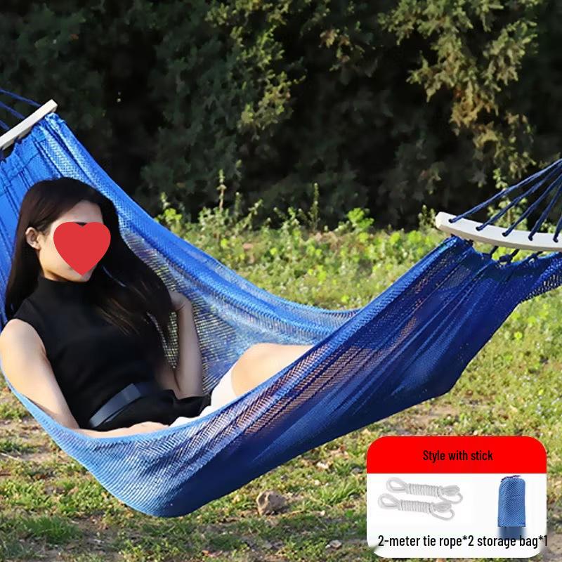 Breathable Ice Silk Hammock: Anti-Rollover Camping Swing with High Load Capacity, Small Mesh Design, Single/Double Size.