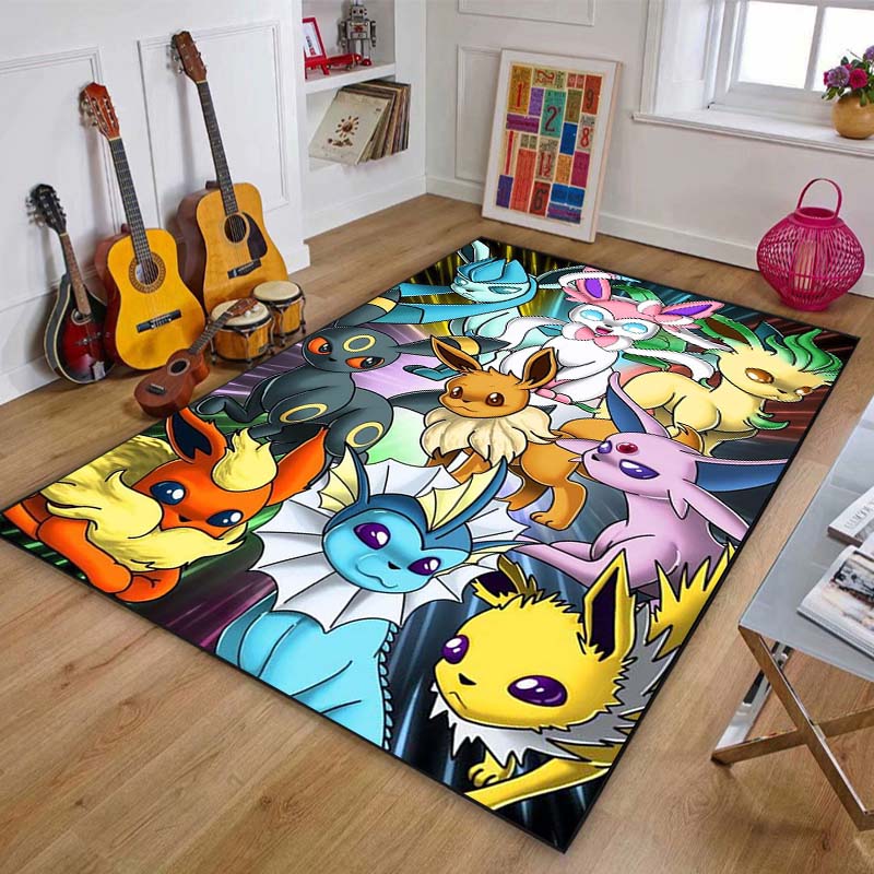 Cute P0kem0n Eevee Fusion Pattern Carpet Home Large Area Rug Bedroom Living Room Sofa Study Non-slip Mats Gift Next Day Shipping