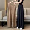 Women's High Waist Wide Leg Pants Loose Straight Trousers Thin Polyester Casual Office Suit Pants