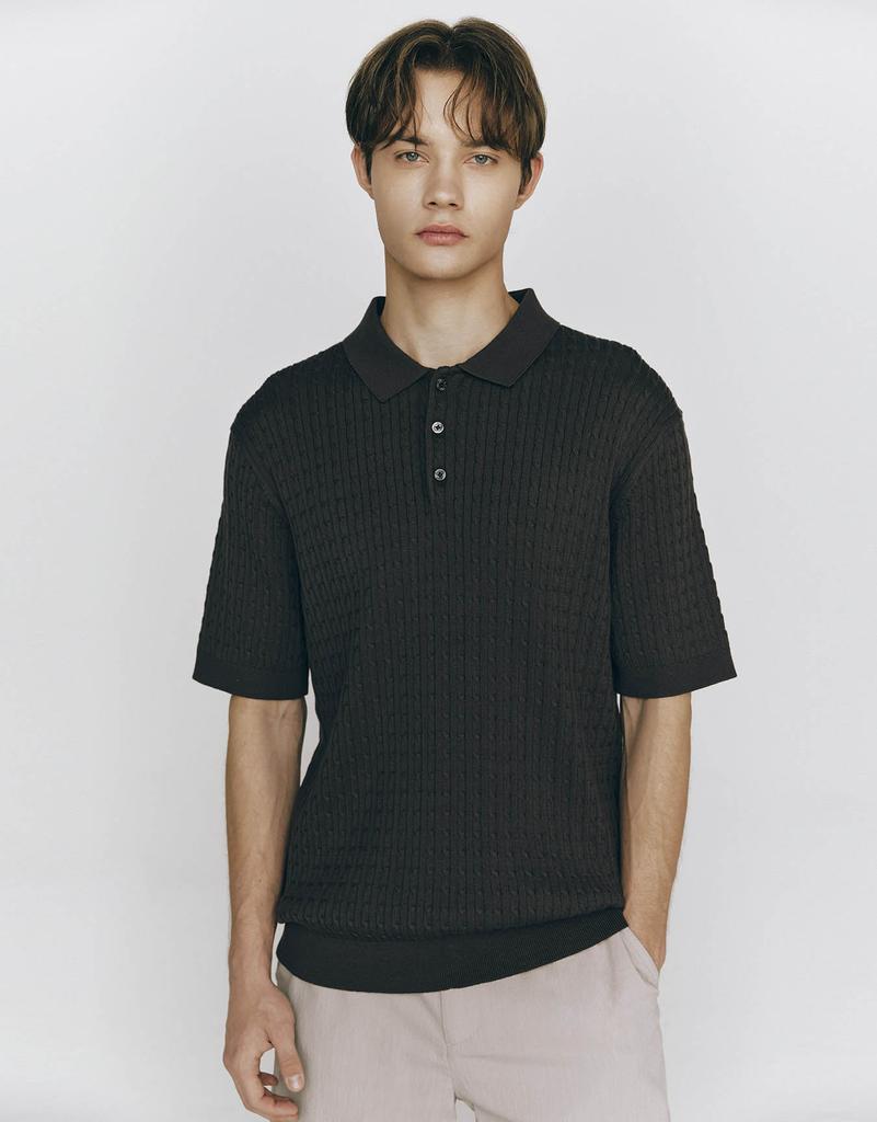 CONCEPTS1ONE Cable Short Sleeve Polo Neck Knit Sweater 10055523/055523 [4Color]