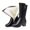 Winter Women Boots Fashion Mid-Calf Boots Plush Warm Snow Boot Velvet Cotton Shoes for Women Waterproof Leather Boots Bota Mujer
