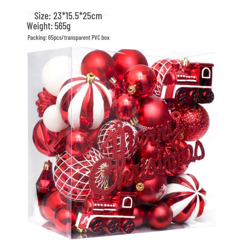 65-Piece Painted Christmas Ball Ornament Set for Tree Decorations