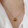 Elegant 18K Gold Plated Tiger's Eye Pendant Necklace with S925 Sterling Silver for Women