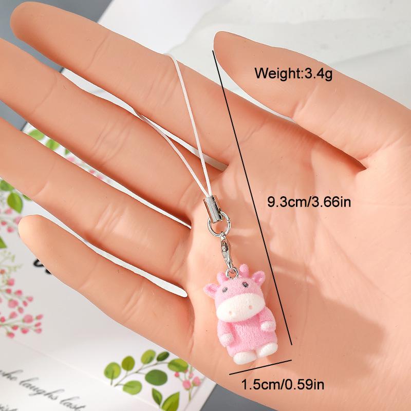 Flocking Penguin Hippopotamus Animal Keychains Phone Lanyard Resin Cute Tiger Beaver Bear Rhinoceros Bag Earphone Case Pendant