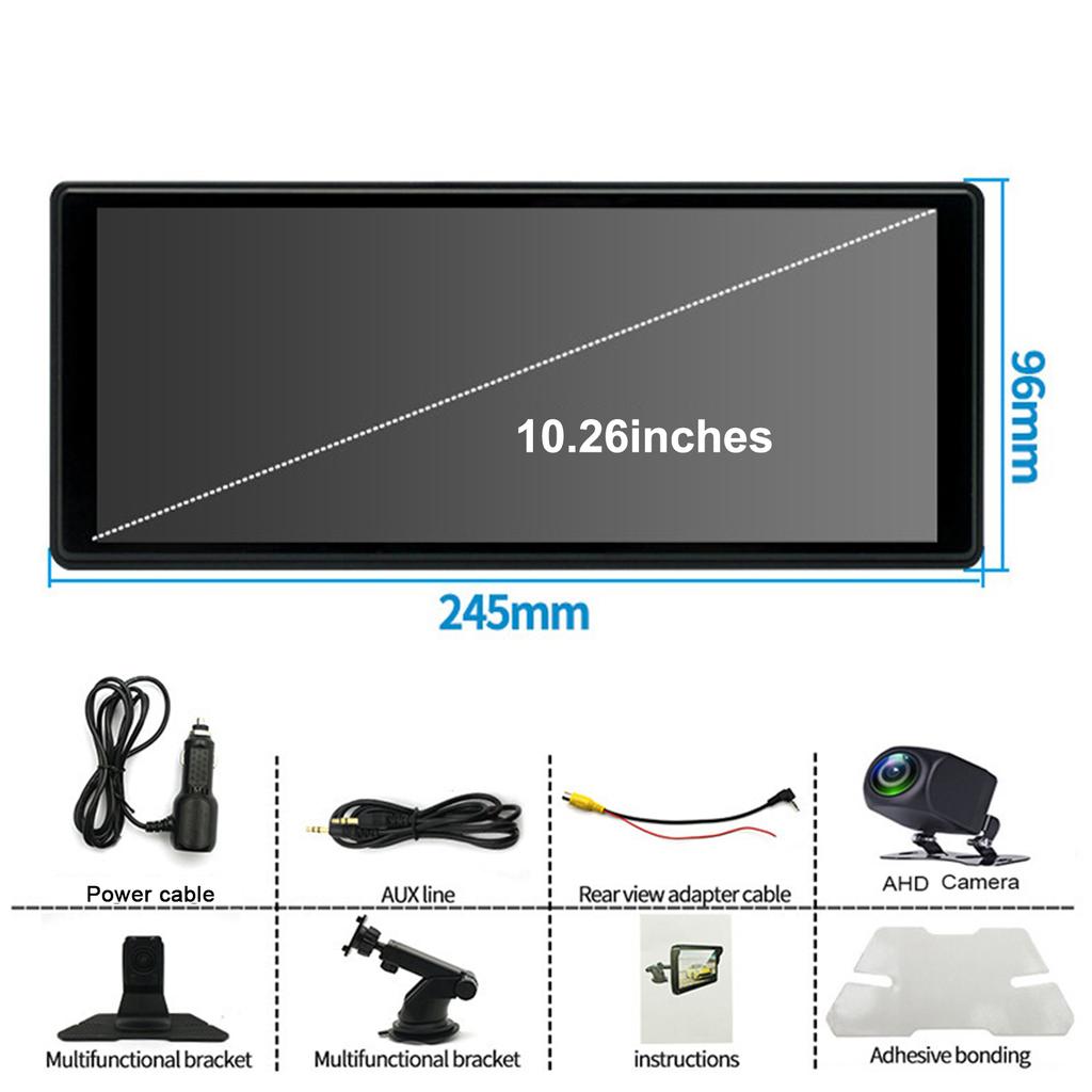 10.26 Inch Touchscreen Car Multimedia Player Wireless Portable Car Stereo with Apple CarPlay/Android Auto With AUX Bluetooth