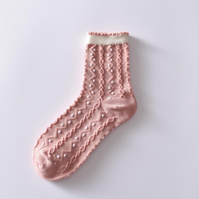 Floral Cotton Crew Socks for Women Breathable & Durable Comfortable Socks