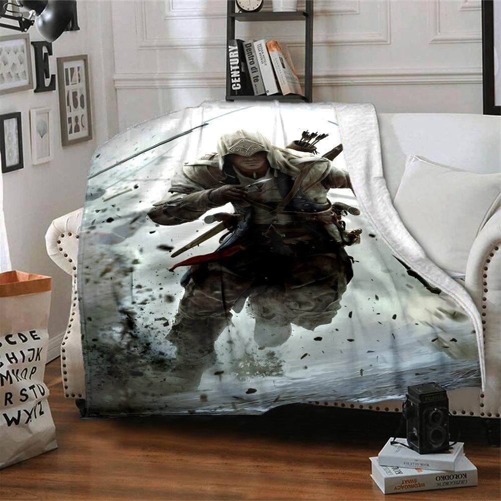 1 Stück Assassin's Creed Decke, Geschenk, für Männer und Frauen, Weiche Decke, Gut für Sofabett Couch Reisen, Leichte Flanelldecke