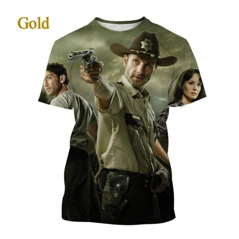 Popular TV Series The Walking Dead 3D Printed T-shirt Summer Men's Clothing Short Sleeve Tops Fashion Horror Oversized Tee Shirt