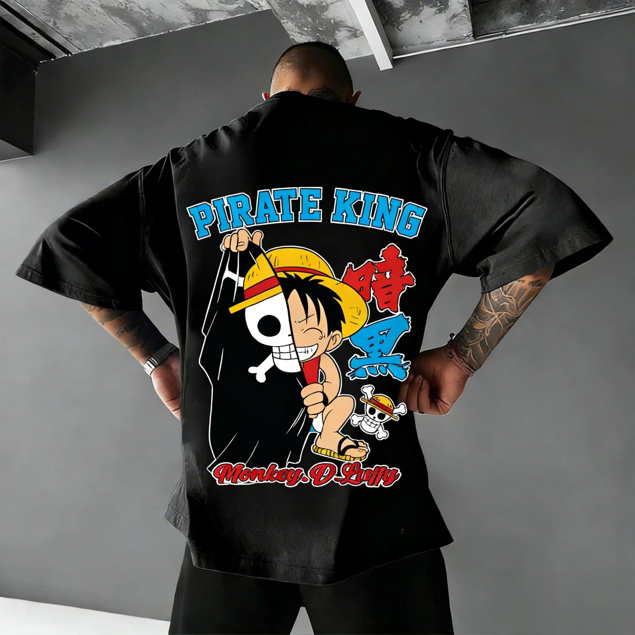 

One Piece T-Shirt Men Summer Chibi Luffy Pirate King Graphic Short Sleeve Oversized Streetwear Loose Fit Anime Fan Top S разноцветный