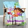 Dora Explorer Personalized Text Blanket Lightweight Customizable Blanket Durable Comfort Suitable for Seaside Livingroom Living Room Office