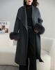 2025 Women's French Double-Faced Wool Coat with Cashmere & Real Fox Fur