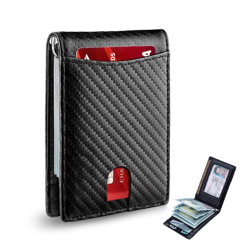 Rfid Customized Wallet & Card Holder Carbon Fiber Leather Minimalist Men Wallet Money Bag Personalized Gift Women Wallet Purse