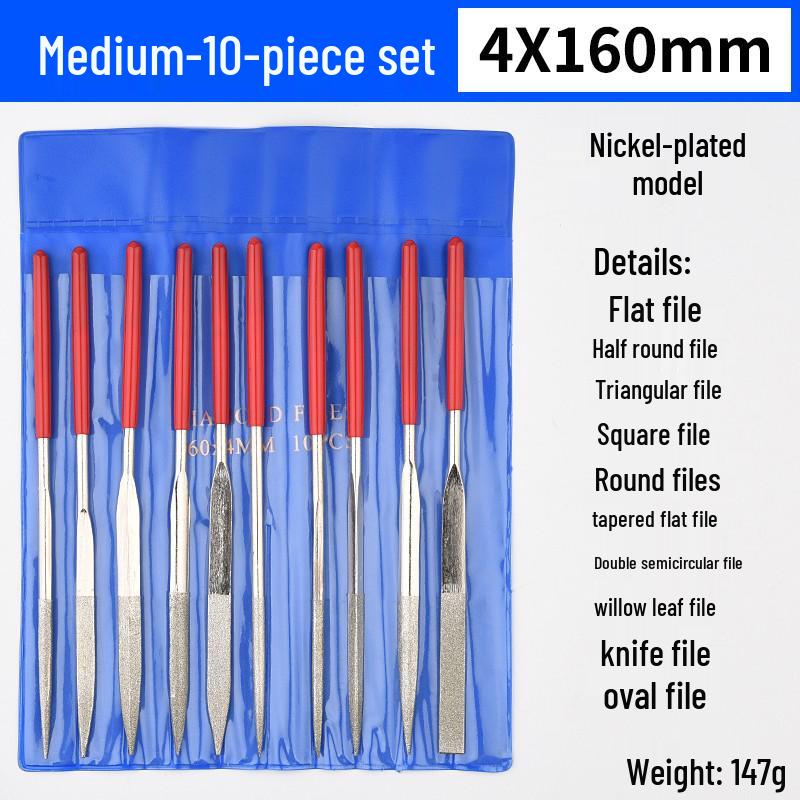 Multifunctional Steel File Set: Triangular, Half-Round, Round, Flat, Board, and Rasp Files