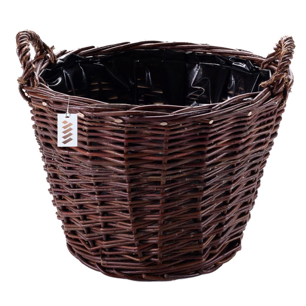 Dark Wicker Farm Basket For Harvesting Fruit, Vegetables, Potatoes, Flower Pot, Balloon, Without Insert