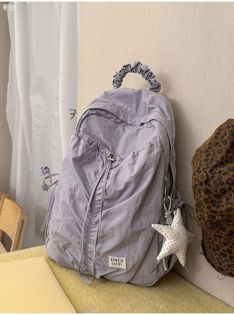Schoolbag Student School Bag Solid Color Backpack Women's Travel Light Outdoor Sports Mountaineering Bag Korean Leisure Folded School Bag Women's