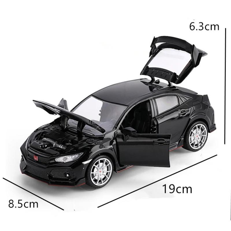 1/24 HONDA CIVIC TYPE R Alloy Sports Car Model Diecast & Toy Vehicle Metal Racing Car Model Sound and Light Collection Kids Gift