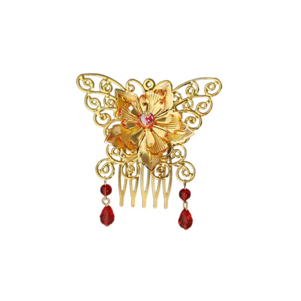 Gold Chinese Style Hairpin Floral Women Hair Stick Hair Accessories Hanfu Hair Comb Girl