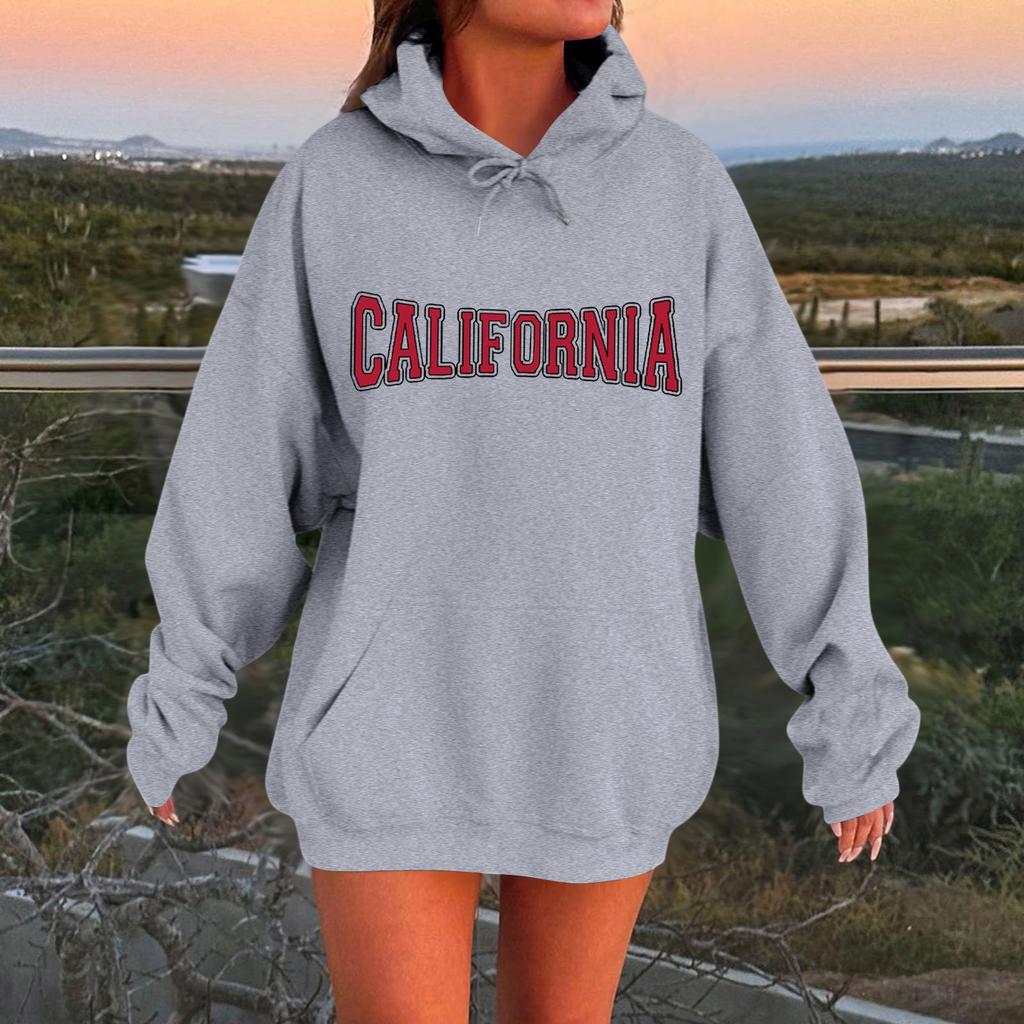 Women's Casual Hooded Long-sleeved Printed Letter Baseball Jacket Plus Velvet And Thick Warm Sweatshirt