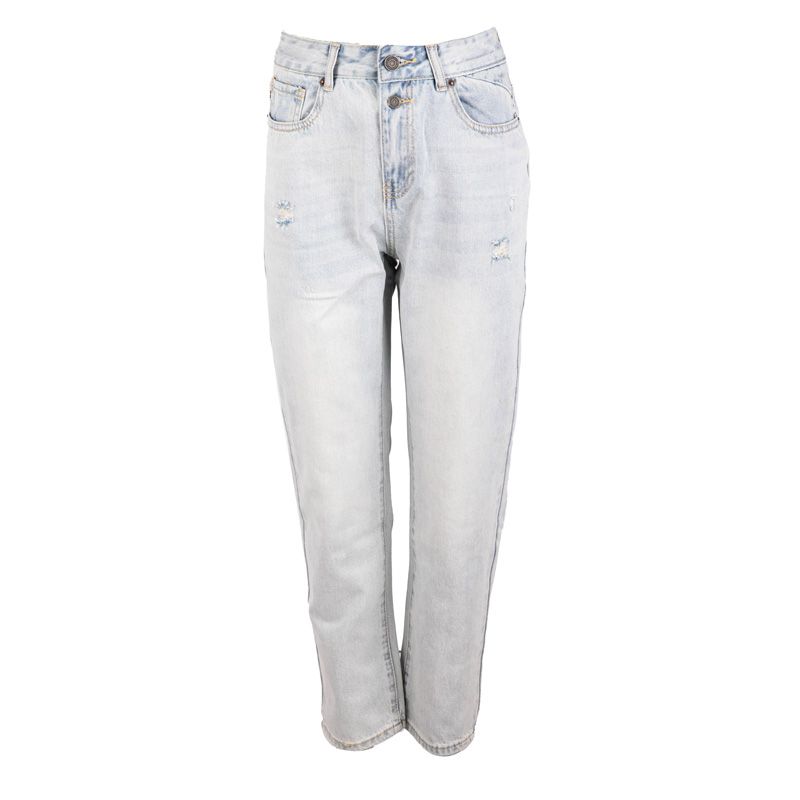 

Женские потертые джинсы Mom обычного голубого цвета DEELUXE 74 36 бледно-синий