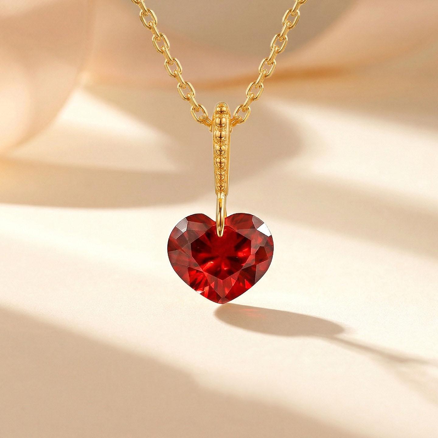 New S925 Silver Red Heart-shaped Women`s