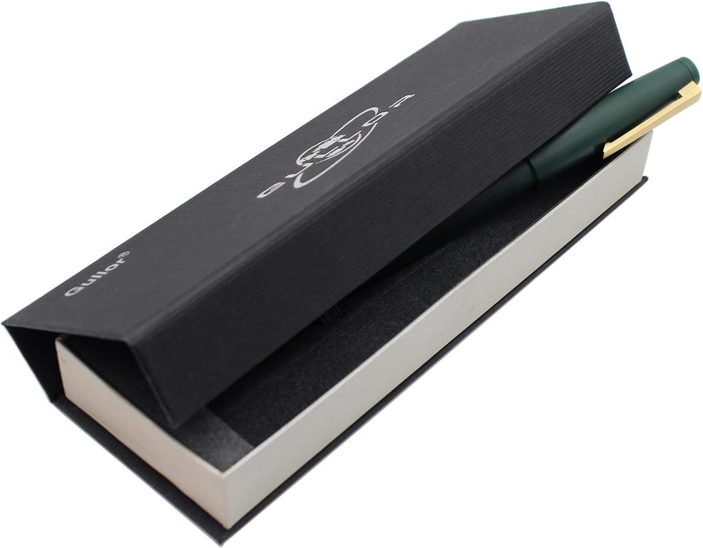 Gullor Color Fountain Pen Simple Converter and Gift Box Gold Extra Fine Nib Green X80, Design, Included, Clip, (0.3mm),