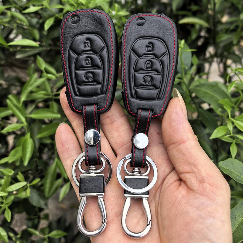Leather Remote Flip Car Key Case Fob For Chevrolet Cruze Trax Ls Badge Spark Sonic Aveo Tracker Onix Rs Trailblazer Accessories