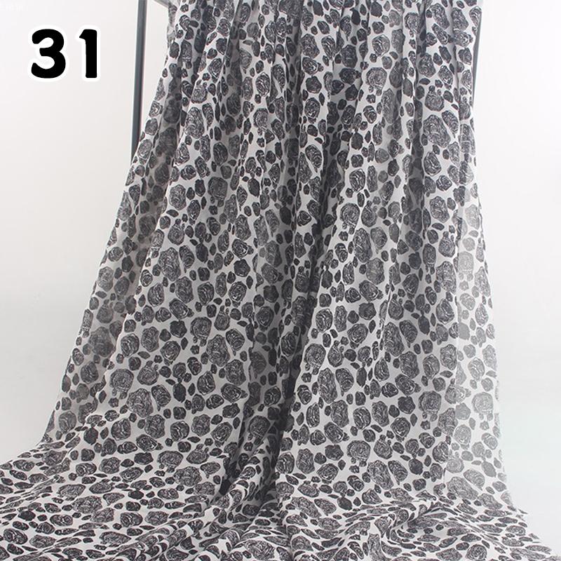 1M 75D Retro Flower Chiffon Fabric Breathable Thin And Light Draped Fairy Designer Fabric For Diy Sewing Summer Dress Shirts