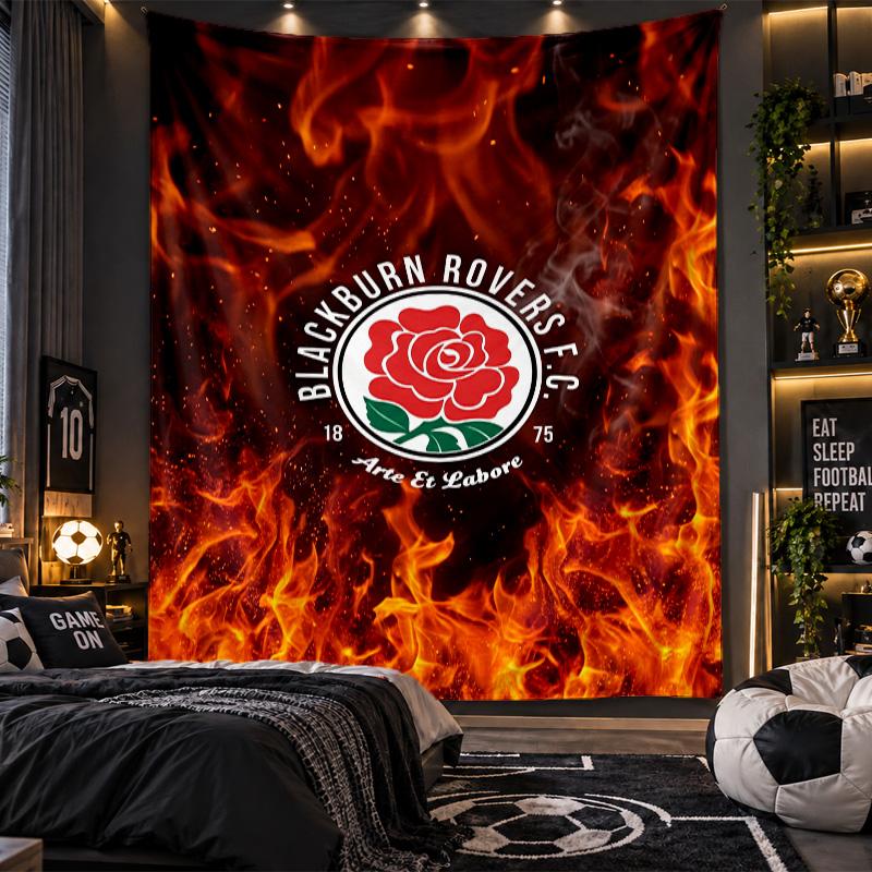 Wall Hanging Tapestry Blackburn Rovers Football Print Cloth for Living Room Bedroom Home Decor