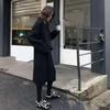 Women Hooded Knit Long Dresses Thick Straight Splice Dress Solid Full Sleeve Casual Loose Vintage Office Lady Autumn Winter