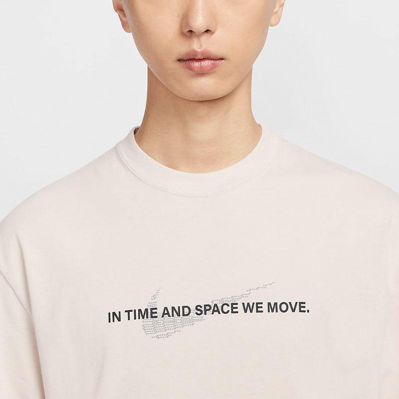 Nike Sportswear Letter Logo Print Loose Round Neck Short Sleeve T-Shirt Men Tops Light-Red Wood-Brown HF0818-104