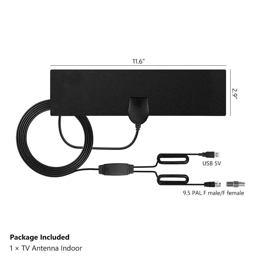 50 Miles Amplified Indoor HD Digital TV Antenna 25db Gain Flat Aerial ...