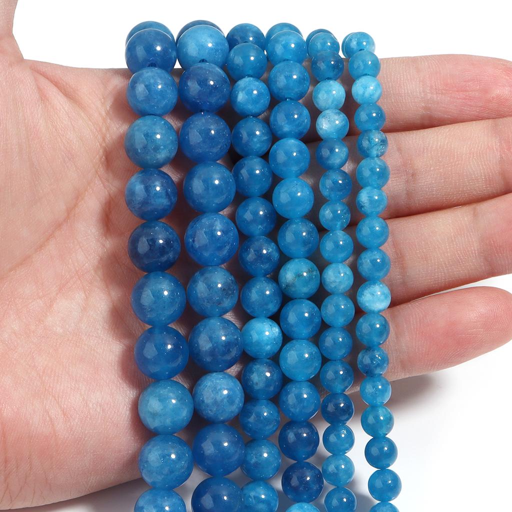 6 8 10mm Natural Stone Beads Blue Crystal Round Loose Spacer Gemstone Beads For Jewelry Making DIY Bracelet Necklace Accessories