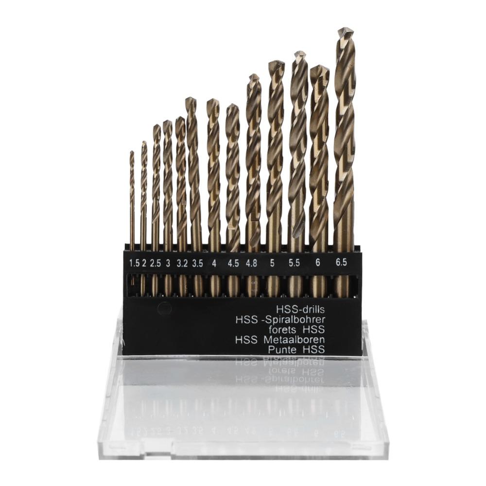 13pcs Straight Shank Twist Drill Bit Set High Speed Steel HSS Drilling Tool For Stainless Steel
