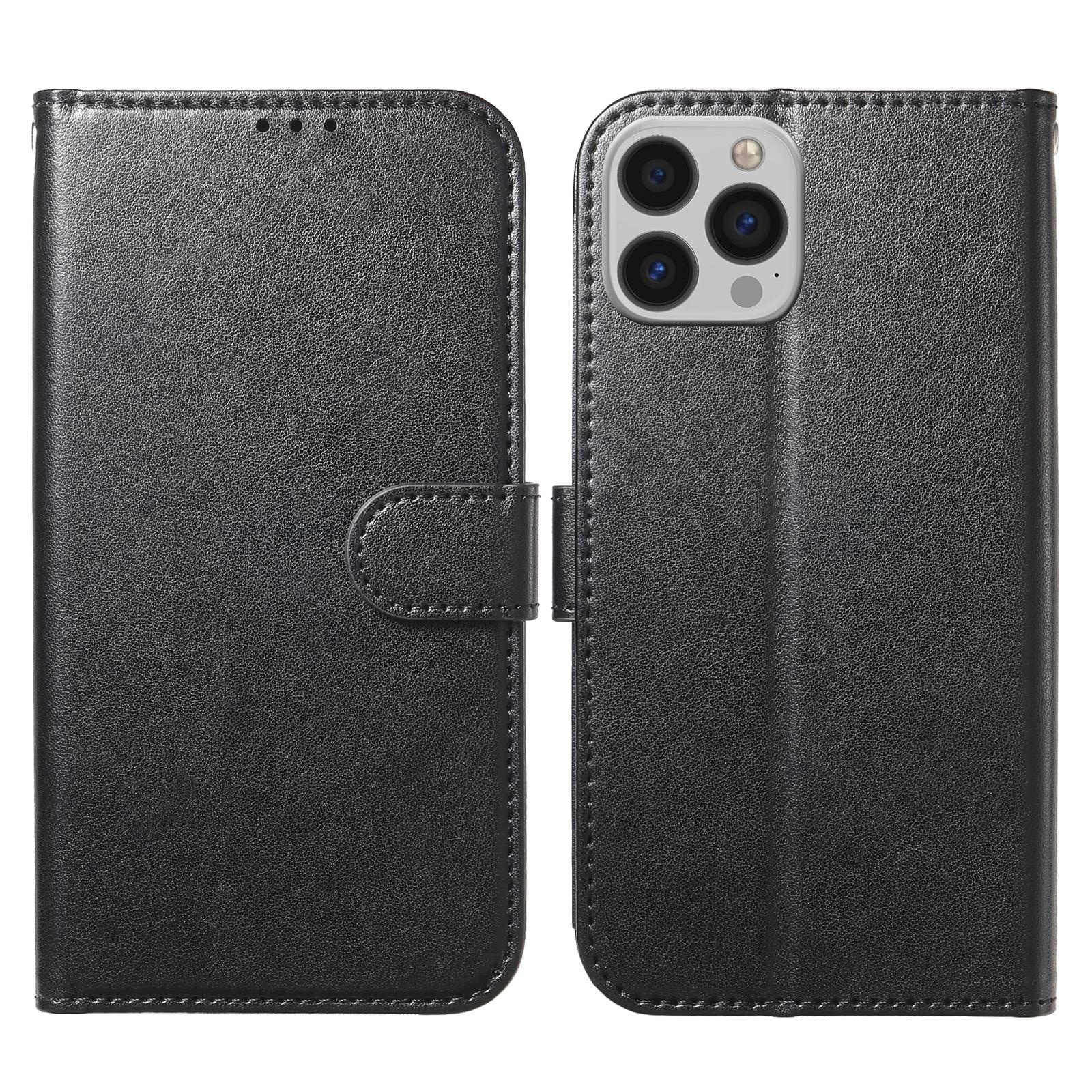 

For iPhone 16 Pro Max Wallet Phone Case with 8 Card Slot Stand PU Leather Folio Flip Cover Black