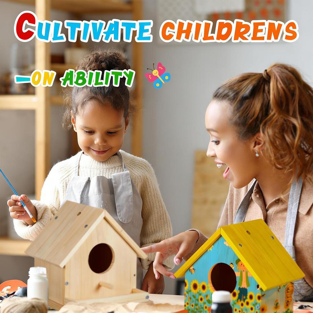 Bird House Kit Hands-On Paintable Activities Birdhouse Building Painting Kit for Spring Summer Home School Classroom Camp