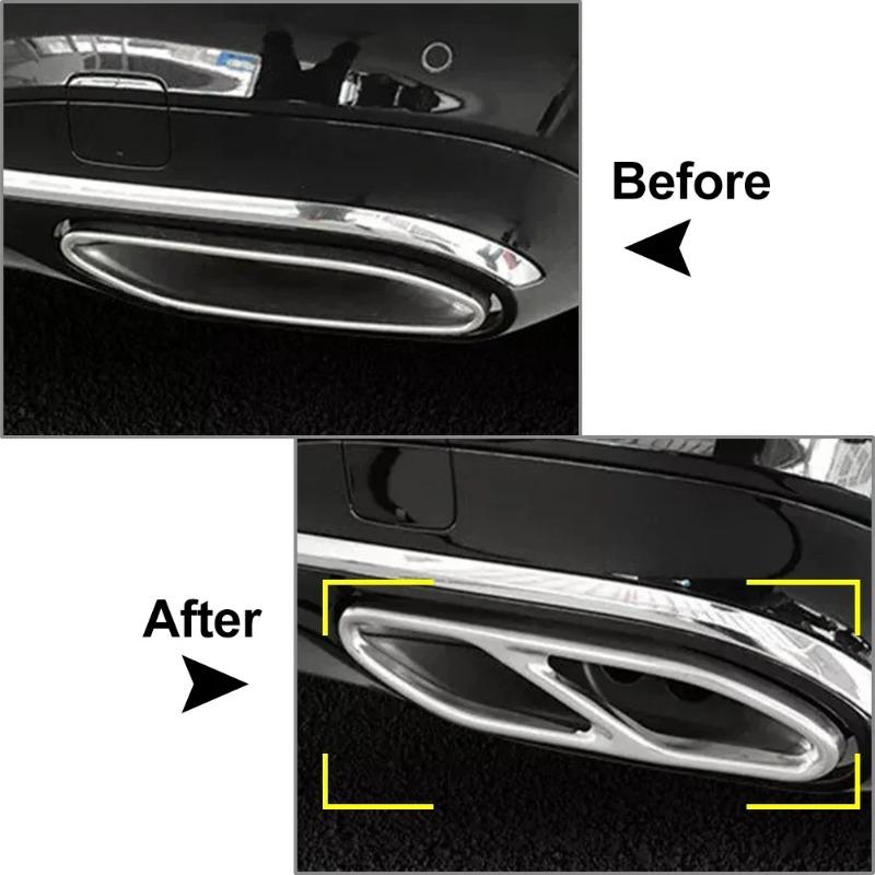 Hot Interior Mouldings 2pcs Steel Car Exhaust Muffler Tip Tail Pipe Cover Decoration Suitable for Mercedes Benz W222 S Class 201