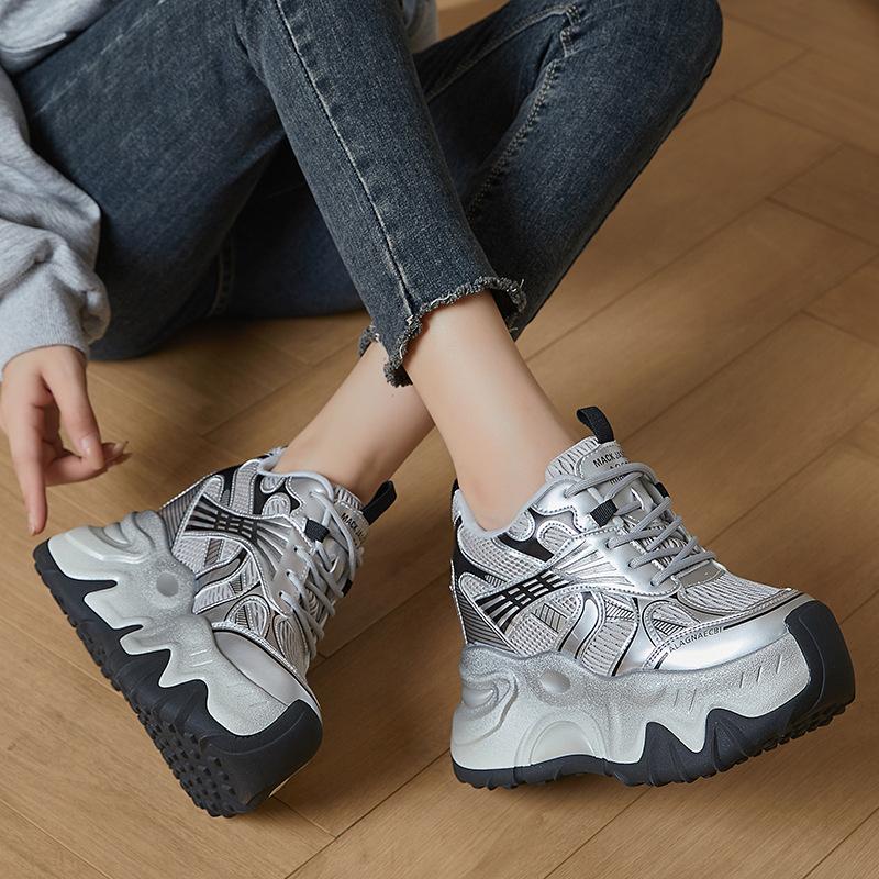 12 New Breathable Dad Shoes Platform Mesh Small Sports and Leisure Shoes A1