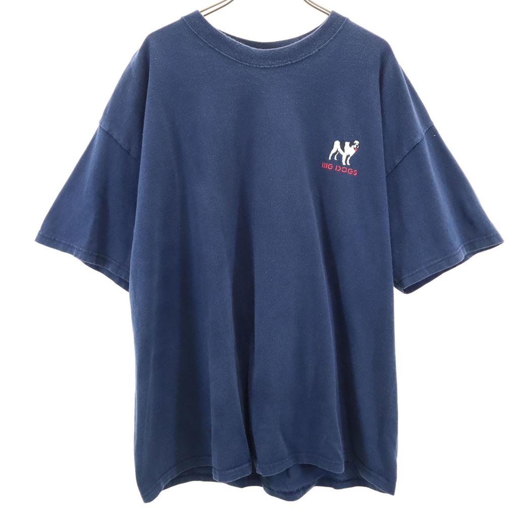 BIG DOGS Back Print Short Sleeve T-shirt XL Navy Men's Used