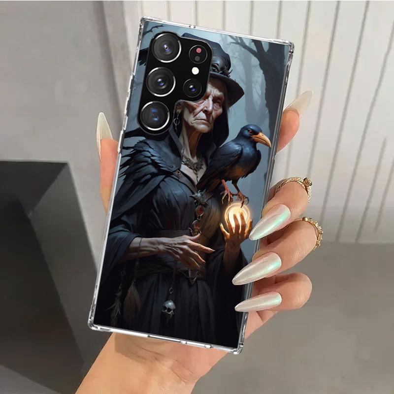 Halloween Moon Witch Horror Phone Case for Samsung Galaxy S26 S24 S23 Ultra S25 Edge S22 S21 Plus S20 FE + Soft Print Shell Fund