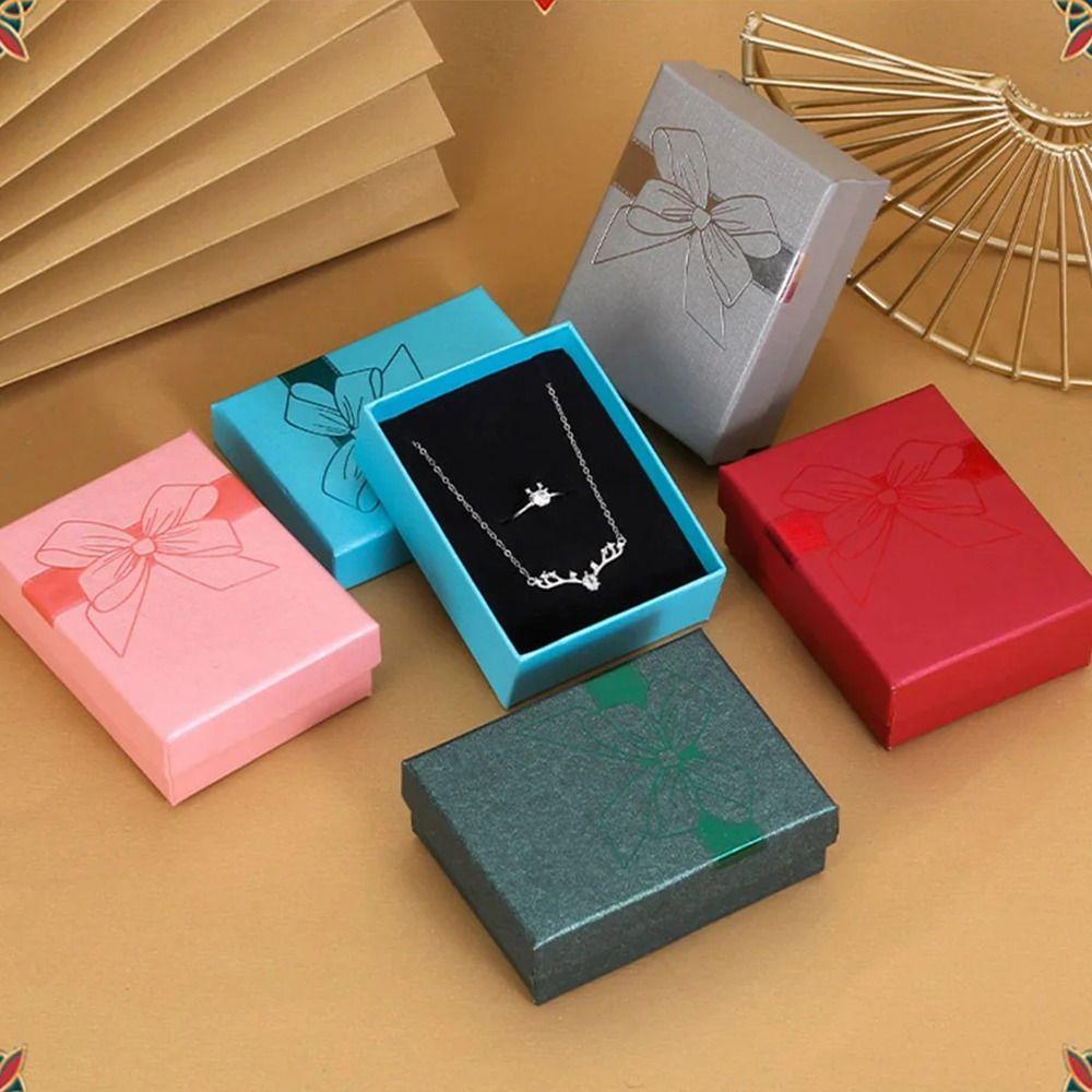 Organizer Box Jewelry Organizer Bow Decoration Stamped Jewelry Box Beautiful Paper Box  Gift