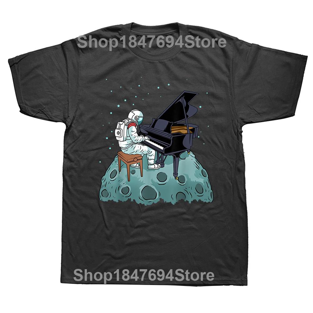 

Funny Grand Piano Pianist Astronaut Music T Shirts Summer Keyboard Musician Art Graphic Cotton Streetwear Birthday Gifts T-shirt 4XL